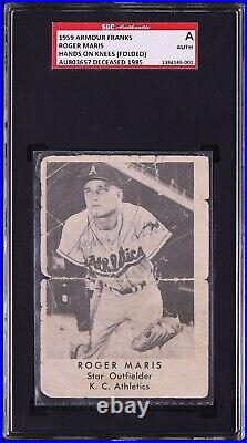 1959 Armour Franks Roger Maris AUTO, HANDS ON KNEES SGC AUTH