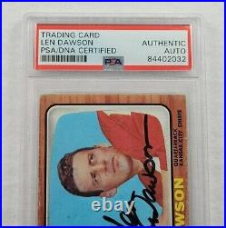 1966 LEN DAWSON Signed Topps Trading Card-Kansas City Chiefs-PSA Encapsulated