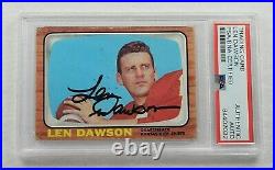 1966 LEN DAWSON Signed Topps Trading Card-Kansas City Chiefs-PSA Encapsulated