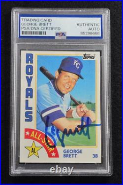 1984 GEORGE BRETT Signed Topps Baseball Card-HALL OF FAME-KANSAS CITY ROYALS-PSA