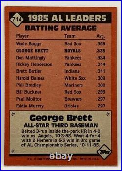 1985 TOPPS BASEBALL CARD #714 GEORGE BRETT Kansas City Royals AUTO Signed Card