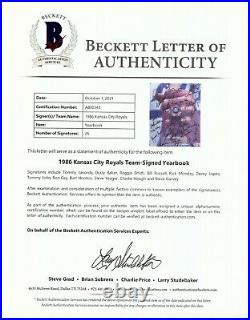 1986 Kansas City Royals Team Signed Yearbook Beckett COA World Series Ring