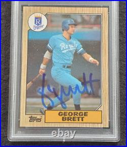 1987 GEORGE BRETT Signed Topps Baseball Card-HOF-KANSAS CITY ROYALS-PSA 10 Auto