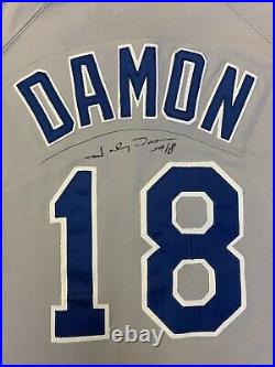 1998 Johnny Damon Kansas City Royals Game Used SIGNED Road Gray Jersey #18