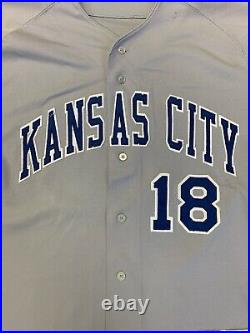 1998 Johnny Damon Kansas City Royals Game Used SIGNED Road Gray Jersey #18