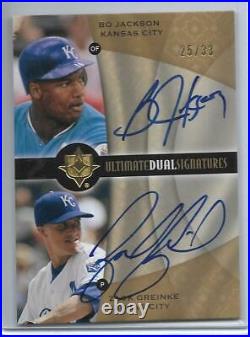 2009 Ultimate Bo Jackson & Zack Greinke Dual Autograph #d/33 Kansas City Royals