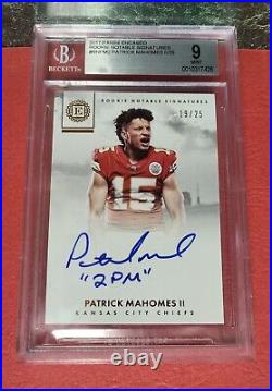 2017 Panini Encased Patrick Mahomes Rookie Notable Signatures /25 Bgs 9 Auto 10