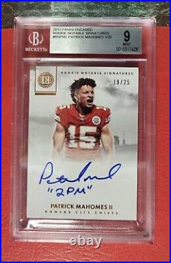 2017 Panini Encased Patrick Mahomes Rookie Notable Signatures /25 Bgs 9 Auto 10