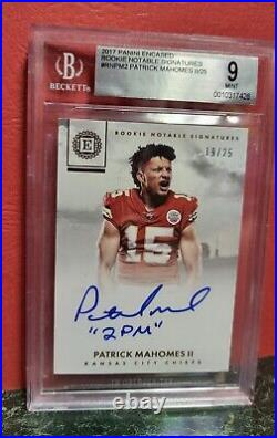 2017 Panini Encased Patrick Mahomes Rookie Notable Signatures /25 Bgs 9 Auto 10