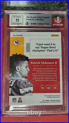 2017 Panini Encased Patrick Mahomes Rookie Notable Signatures /25 Bgs 9 Auto 10