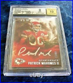 2017 Patrick Mahomes Origins Rookie ON CARD AUTO SILVER INK #17/49 SSP BGS 8/10