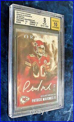 2017 Patrick Mahomes Origins Rookie ON CARD AUTO SILVER INK #17/49 SSP BGS 8/10