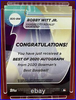 2020 Bowmans Best Bobby Witt Jr On Card Auto HGA 9.5 10 Auto Kansas City Royals