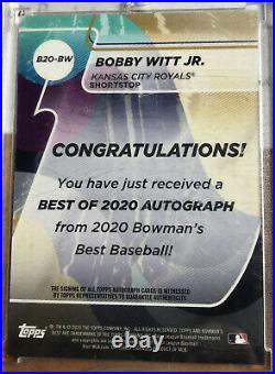2020 Bowmans Best Bobby Witt Jr Rookie Auto 2/150 Kansas City Royals