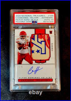 2020 National Treasures Clyde Edwards-helaire Rpa Black /5 Authentic Psa 10