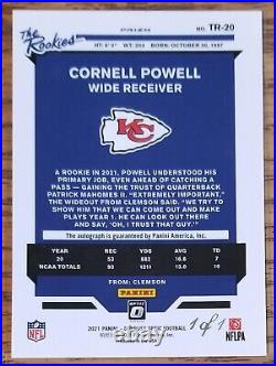 2021 Donruss Optic CORNELL POWELL #d 1/1 RC AUTO THE ROOKIES GOLD VINYL