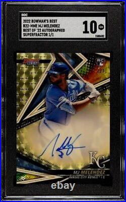 2022 Bowman's Best Mj Melendez Rookie Superfractor Autograph #1/1 Sgc 10 Royals