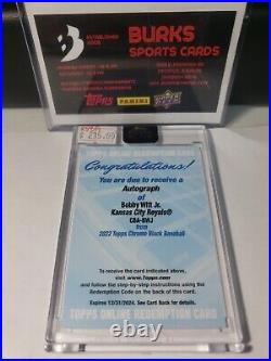 2022 Topps Chrome Black Autograph Bobby Witt Jr No. Cba-bwj K. C. Royals