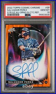 2022 Topps Cosmic Chrome Salvador Perez Star Gaze Orange Galactic Autograph