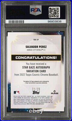 2022 Topps Cosmic Chrome Salvador Perez Star Gaze Orange Galactic Autograph