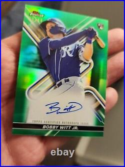2022 Topps Finest Bobby Witt Jr Green Refractor RC Rookie Auto Royals #70/99