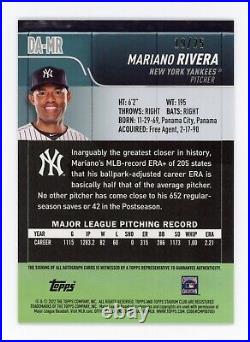 2022 Topps Stadium Club Chrome DA-MR Mariano Rivera 1991 SC AUTO /25 SSP Yankees