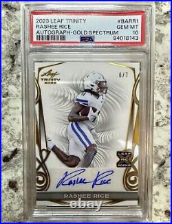 2023 Leaf Trinity Rashee Rice Gold Spectrum Auto /7 PSA 10 Gem Mint POP 1
