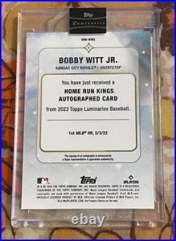 2023 Topps Luminaries #HRK-BWJ Bobby Witt Jr HR#1 Auto? Serial 09/15