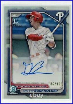 2024 Bowman Draft Griffin Burkholder 1st Chrome Prospect Refractor Auto /499