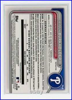 2024 Bowman Draft Griffin Burkholder 1st Chrome Prospect Refractor Auto /499