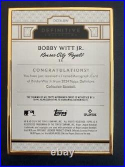 2024 Topps Definitive BOBBY WITT JR Gold Framed AUTO 1/1 Jersey # Match 7/30