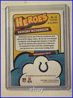 Anthony Richardson Auto 07/25 Panini Prestige Heroes 2024 MINT