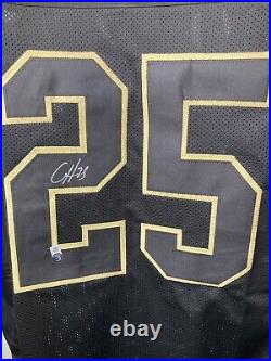Autographed Signed Clyde Edwards-Helaire Kansas City Blackout Jersey Beckett