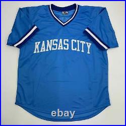 Autographed/Signed George Brett Kansas City Blue Baseball Jersey JSA COA