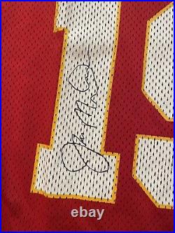 Autographed/Signed JOE MONTANA Kansas City Red Football Jersey