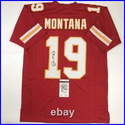 Autographed/Signed JOE MONTANA Kansas City Red Football Jersey JSA COA Auto