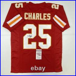 Autographed/Signed Jamaal Charles Kansas City Red Football Jersey JSA COA