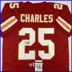 Autographed/Signed Jamaal Charles Kansas City Red Football Jersey JSA COA