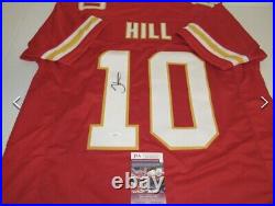 Autographed/Signed TYREEK HILL Kansas City Football Jersey JSA COA Hologram