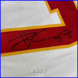 Autographed/Signed Travis Kelce Kansas City KC White Football Jersey JSA COA