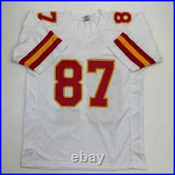 Autographed/Signed Travis Kelce Kansas City KC White Football Jersey JSA COA