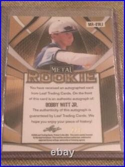 BOBBY WITT JR 2020 Leaf Metal Rookies Autograph #2/7 KANSAS CITY ROYALS