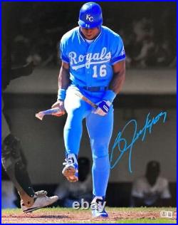 Bo Jackson Signed 16x20 Kansas City Royals Bat Break Photo BAS