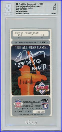 Bo Jackson Signed Kansas City Royals 1989 All Star Game Ticket Beckett 37295