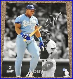 Bo Jackson Signed Kansas City Royals Bat Break 16x20 Photo Beckett Baseball MLB