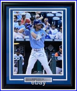 Bobby Witt Jr Signed Framed 16x20 Kansas City Royals Blue Jersey Photo BAS ITP