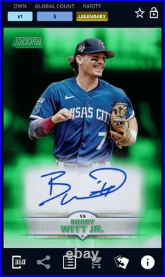 Bobby Witt Jr Stadium Club 24 Green Signature Legendary Digital Card 1/5 RARE