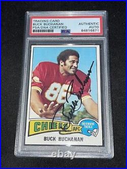 Buck Buchanan Signed 1975 Topps Football Card PSA COA Kansas City Chiefs HOF
