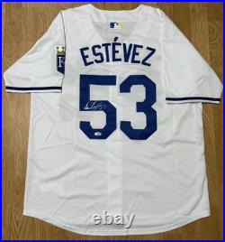 Carlos Estevez Signed Autographed Kansas City Royals Home Jersey #53 PSA COA