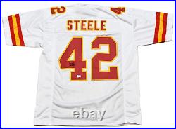 Carson Steele Signed Autographed Kansas City Chiefs #42 White Jersey Beckett